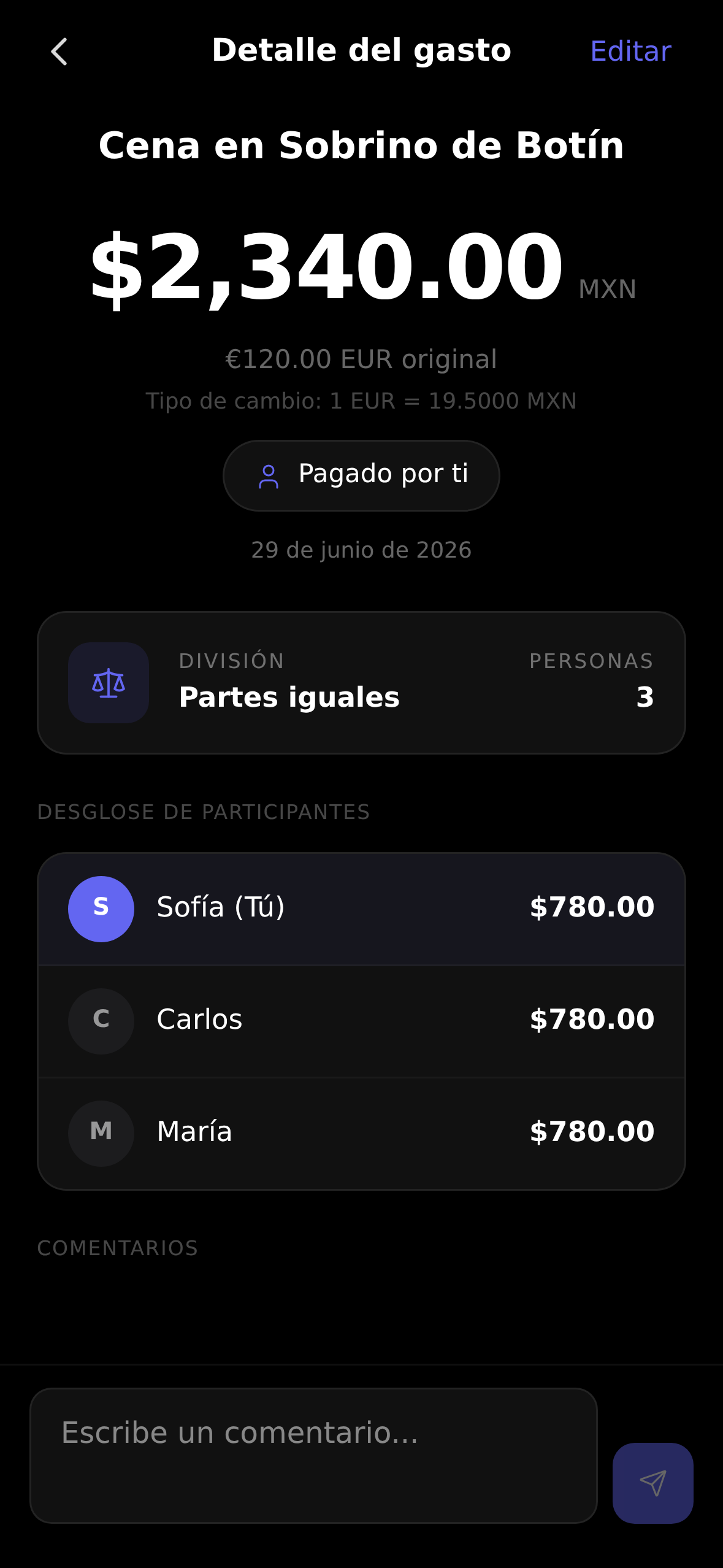 Gasto en moneda extranjera con el tipo de cambio fijado